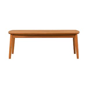 Brown Curved Rectangle Eucalyptus Modern Outdoor Coffee Table
