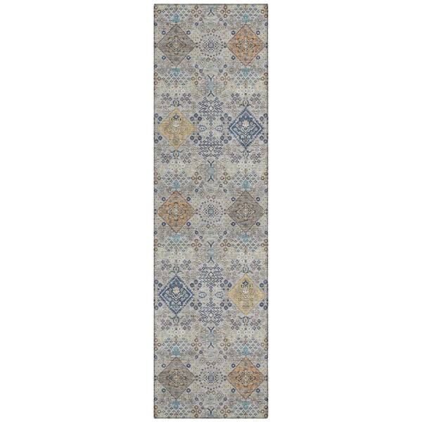 Chantille Machine Washable Indoor/Outdoor Abstract ACN2440 Silver 2 ft. x 7 ft. Runner Rug