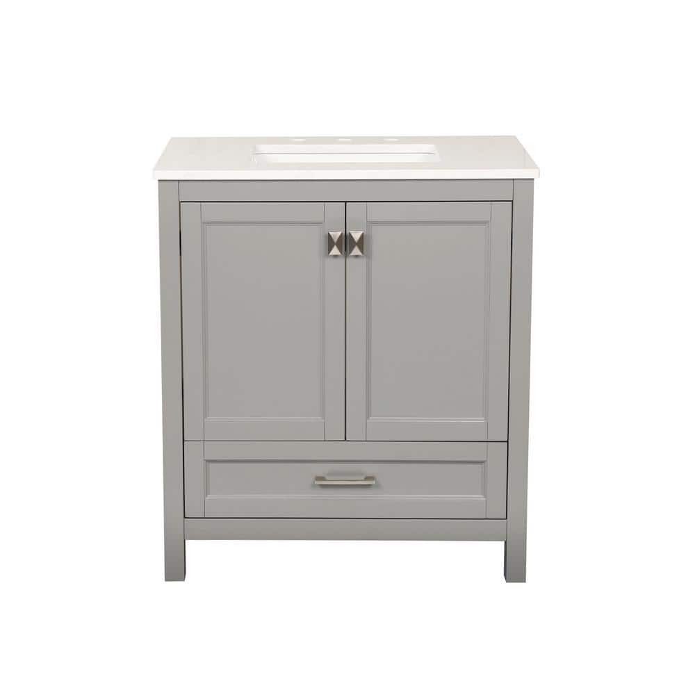22.05 in. W×22.05 in. D×39.57 in. Gray Bath Vanity Cabinet with 1-White S