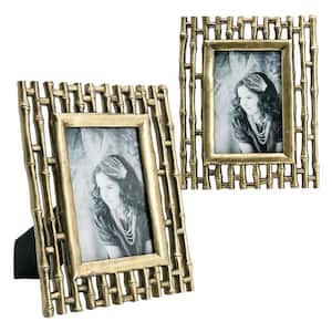 Vintage 7.5 in. x 9.5 in. Gold Picture Frame Set of 2, Can Be Mounted to The Wall or Made Freestanding for Anywhere