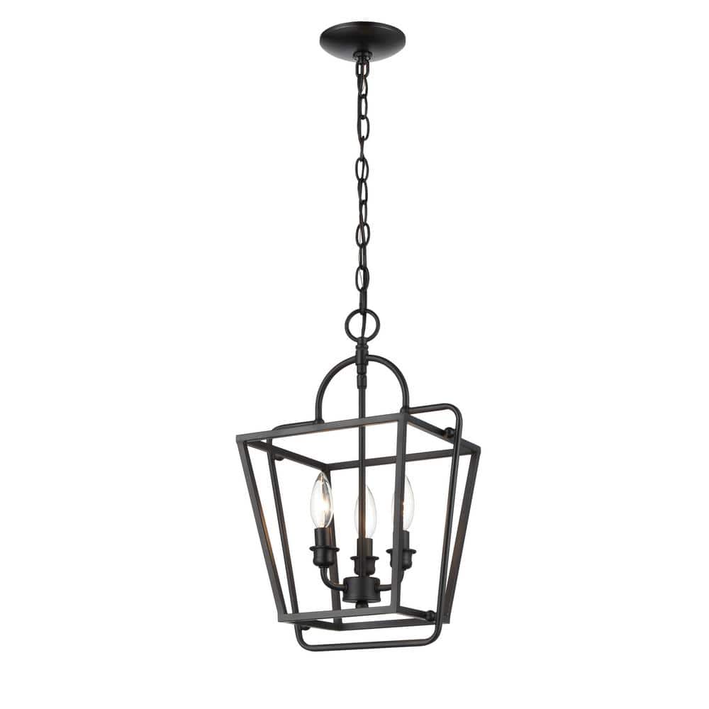 Matte Black 3-Light Metal Pendant Light