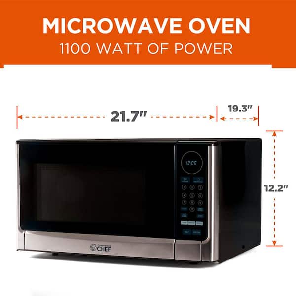 Commercial Chef Chm14110s6c 1.4 Cu. ft. 1100W Countertop Microwave - Black/Stainless Steel