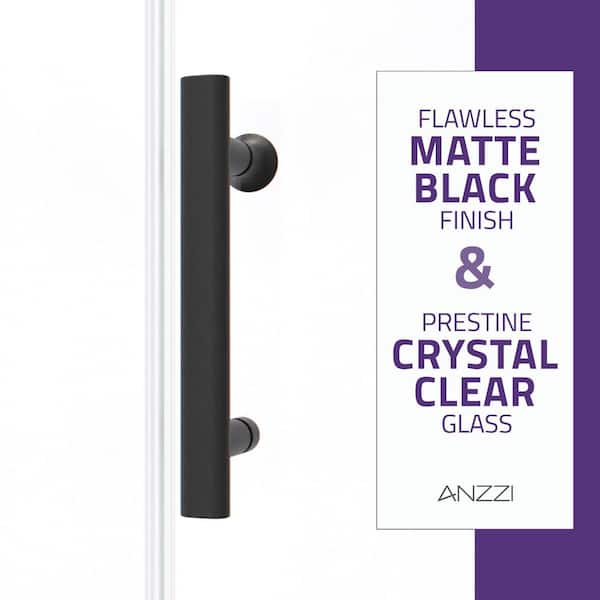 ANZZI - Halberd Series 48 in. x 72 in. H Sliding Framed Shower Door in Matte Black with Tsunami Guard Tempered Clear Glass