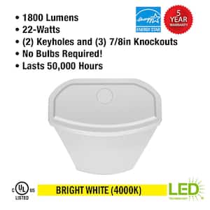 2 ft. 1800 Lumens LED Wraparound Ceiling Light Closet Garage Light Shop Light 4000K Bright White 120v Hardwire