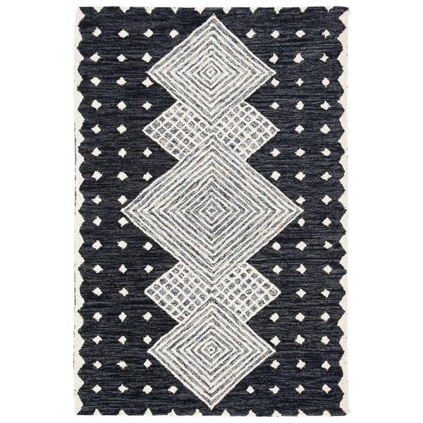 Micro-Loop 4 ft. x 6 ft. Charcoal/Ivory Tribal Area Rug