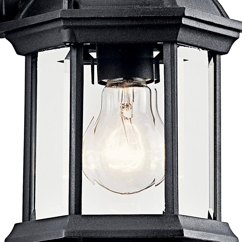 Barrie Black Cast Aluminum Outdoor Wall Lantern with Clear Glass