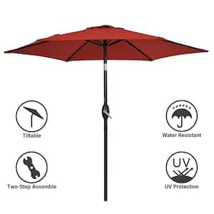 7.5 ft. Patio Market Crank and Tilt Umbrellas, Table Umbrellas,UV-Resistant Canopy in Chili Red