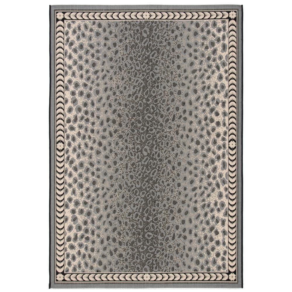 Gray and Black Spotted Synthetic Indoor/Outdoor Area Rug, 9' x 12'