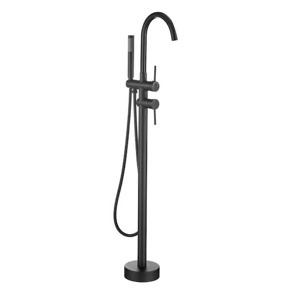 androme 2-Handle Drip-Free Claw Foot Tub Faucet with 360° Rotation in Matte Black