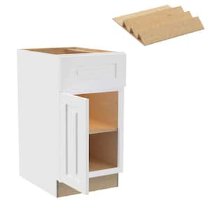 Grayson 18 in. W x 24 in. D x 34.5 in. H Pacific White Painted Plywood Shaker Assembled Base Kitchen Cabinet Lft SP Tray