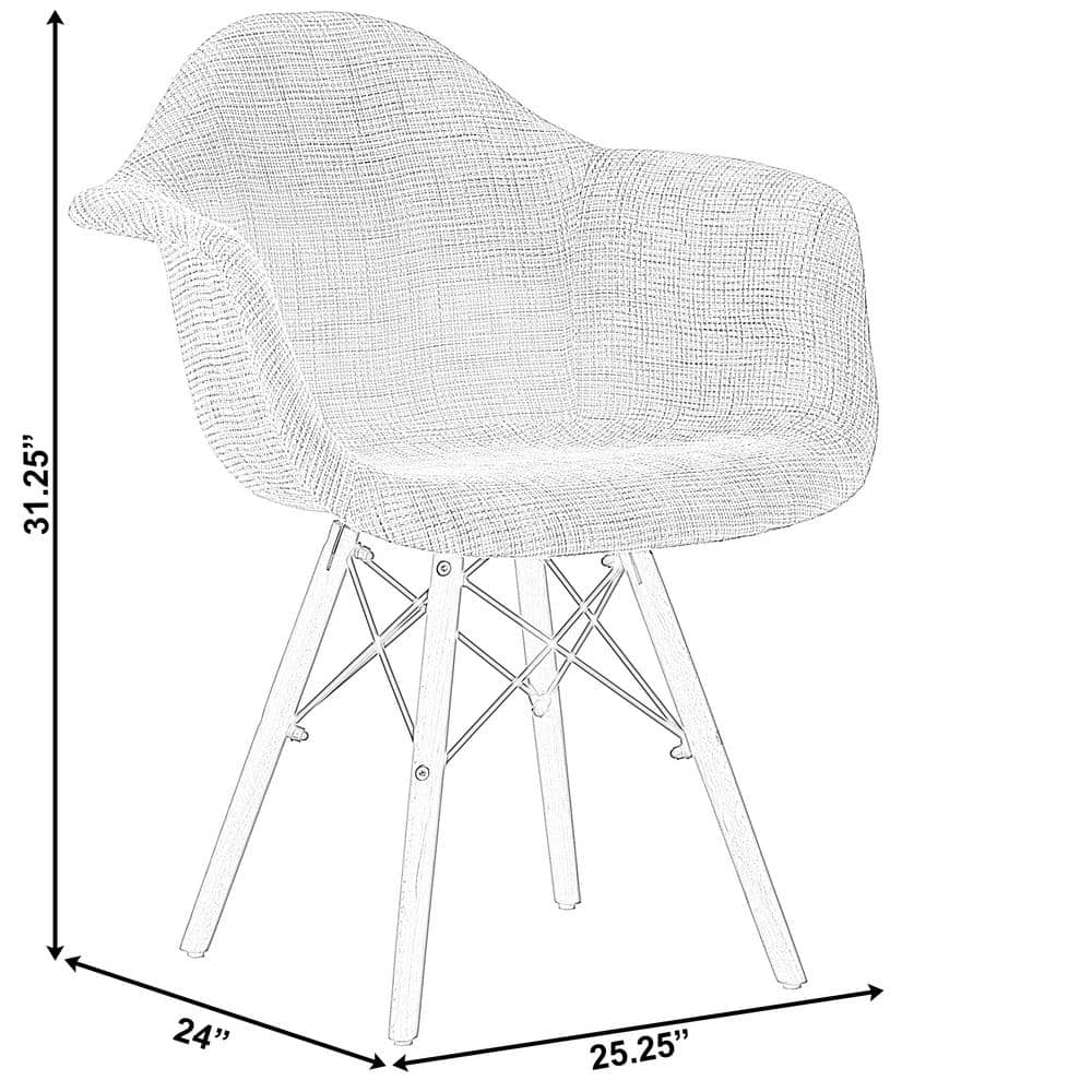 Gray Fabric Armchair with Beech Wood Legs, Set of 2