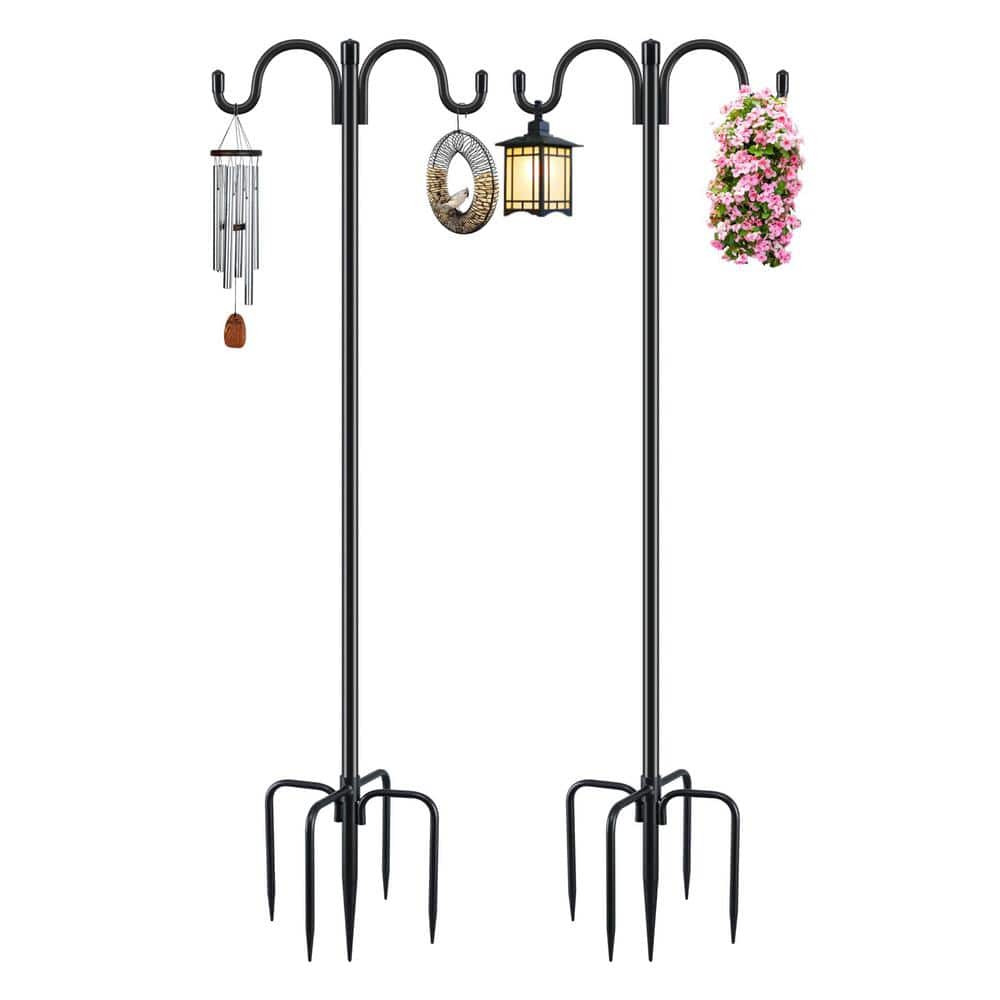 108 in. Metal Double Shepards Hooks for Outdoor, 2-Pack Hanging Hummingbir
