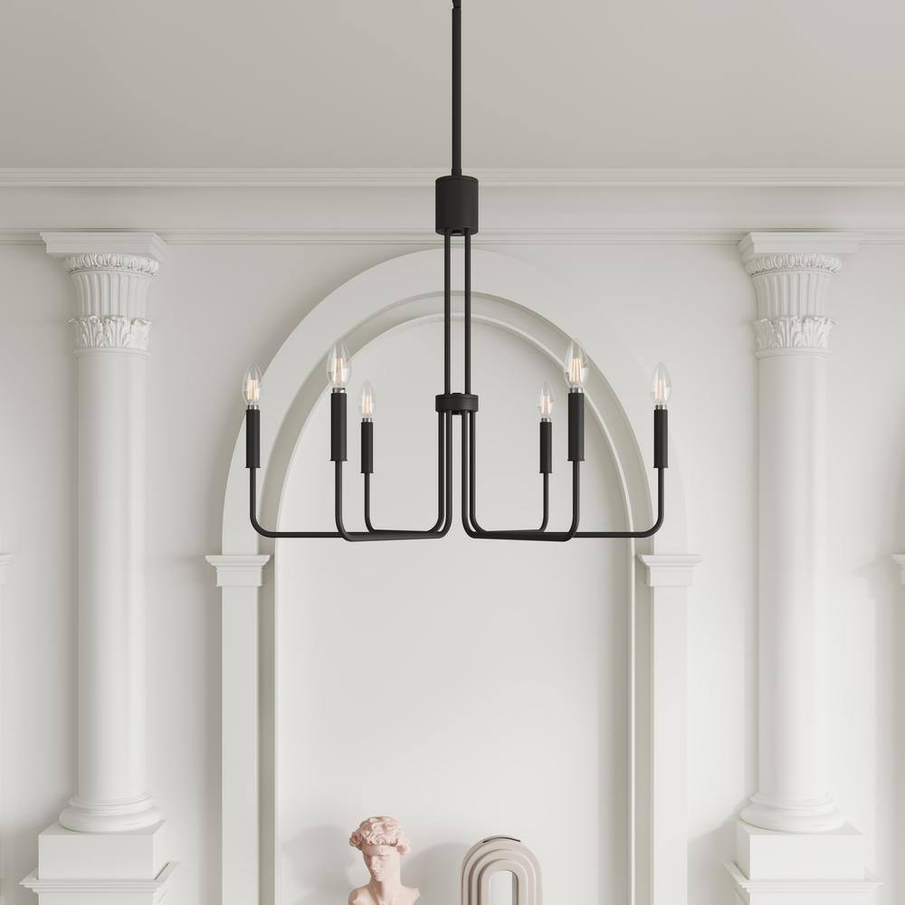Aiwen Black Metal 6-Light Candle Style Industrial Chandelier