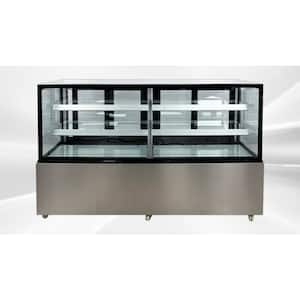 71 in. 27 cu. ft. Commercial Bakery Display Case Sliding 2-Door Glass Front Refrigerator in Stainless Steel