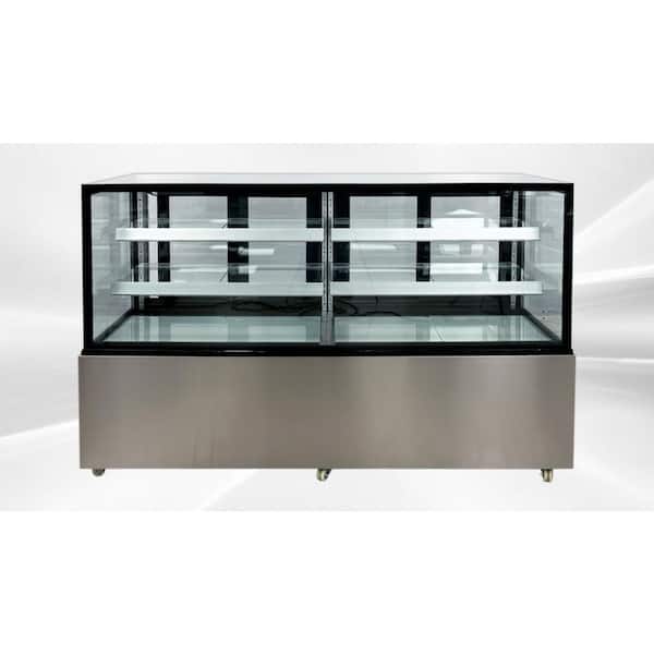 71 in. 27 cu. ft. Commercial Bakery Display Case Sliding 2-Door Glass Front Refrigerator in Stainless Steel