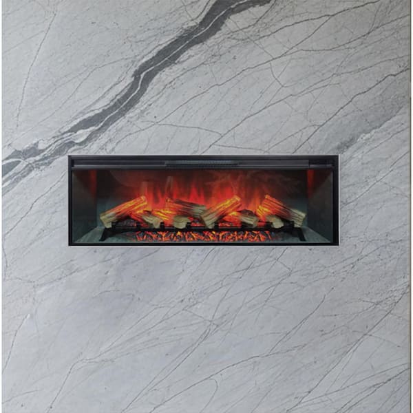 Uptown 42 in. Concrete Smart Electric Fireplace Insert Heater with Multi-Color Flames, Wi-Fi, 5118 BTU