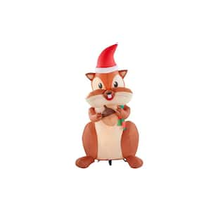 6.5 ft Pre-Lit LED Animated Nom-Nom Chipmunk with Acorn Christmas Inflatable