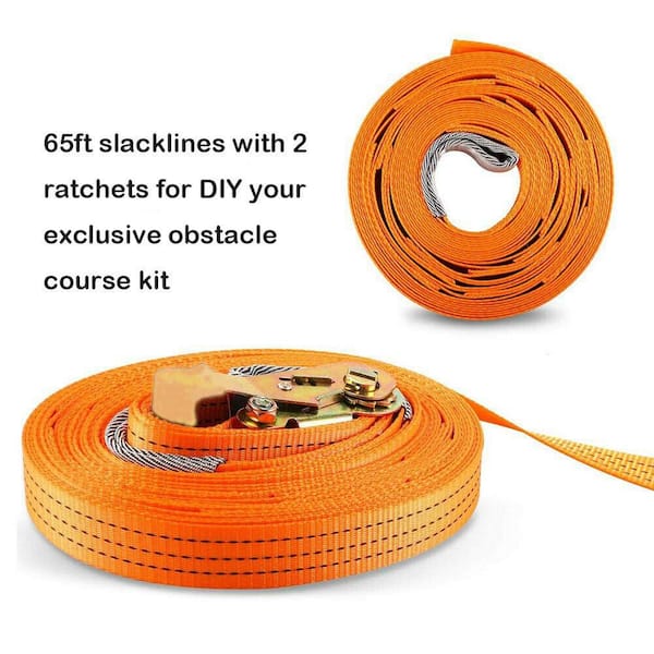 Easy to Set-Up and Includes Carry Bag DoMyfit Sports Slack-Line Complete Kit with Training Line and Tree Guard Protectors 