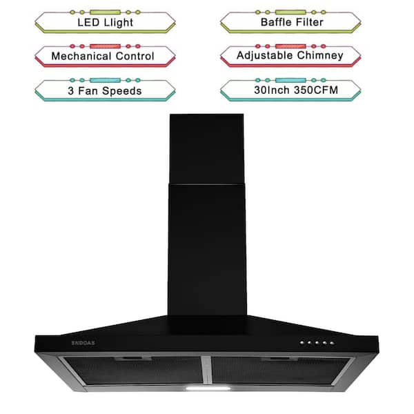 Dropship 30 Inch Wall Mount Range Hood Kitchen Exhaust Stove Vent 350CFM  Mechanical Control to Sell Online at a Lower Price