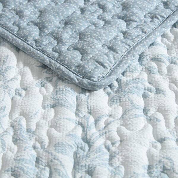 Laura Ashley Amberly 3-Piece Blue Polyester Seersucker Full/Queen