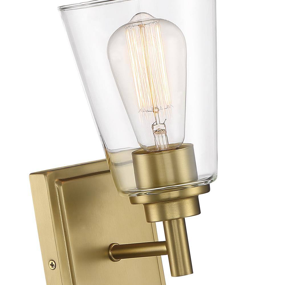 Westin Brushed Gold Dimmable Vanity Light with Clear Glass Shade