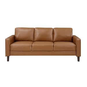 Apollo 77 in. W Straight Arm Faux Leather Rectangle Sofa in. Brown