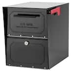 Oasis Classic Black, Extra Large, Steel, Locking, Post Mount Parcel Mailbox with High Security Reinforced Lock