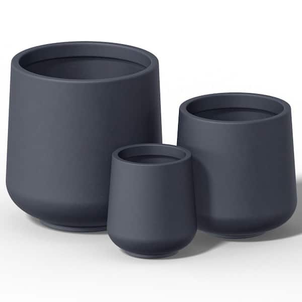 17 in. Large Granite Gray(Enhanced Interior) Concrete Round Planter / Pot with Drainage Holes