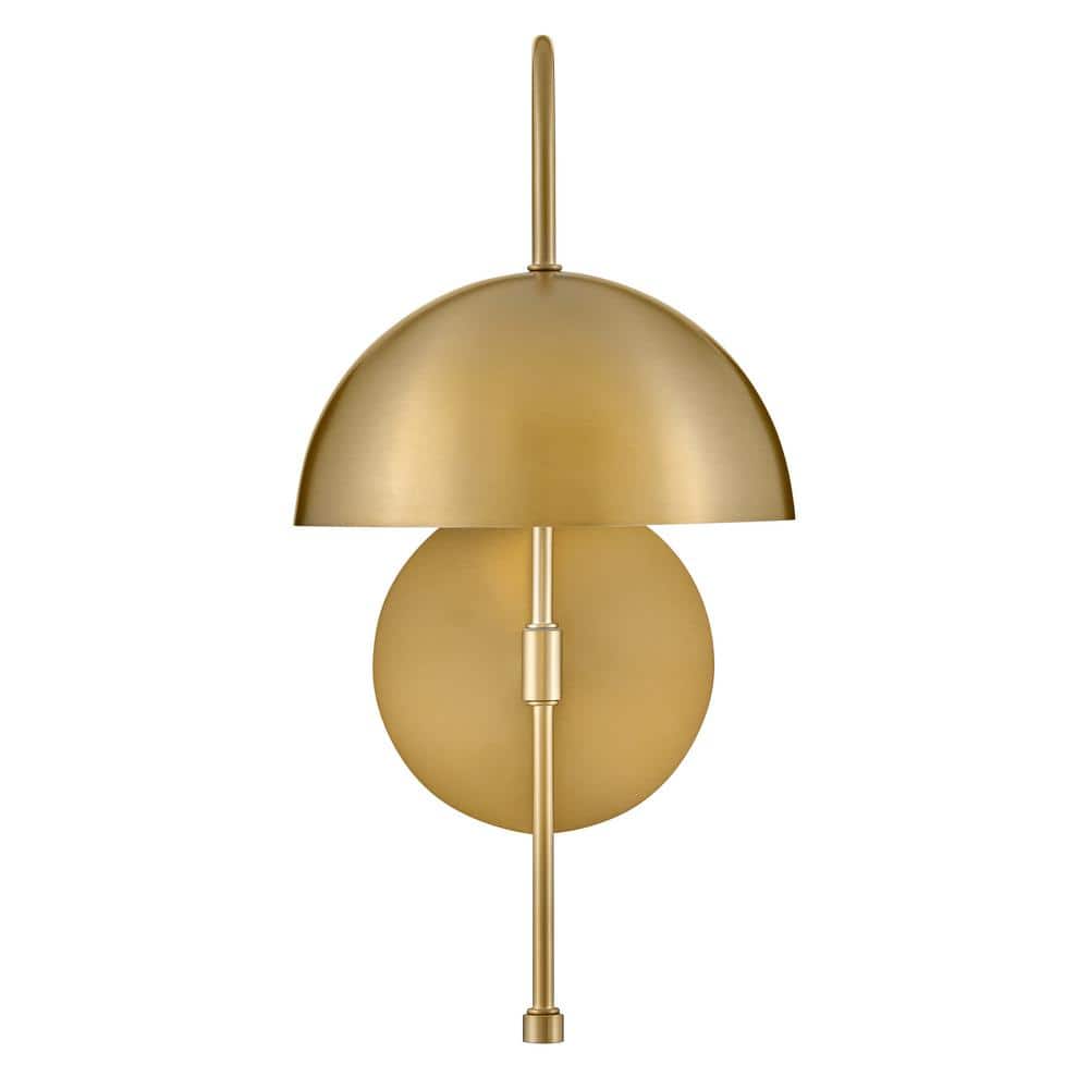 Lou Lacquered Brass and Black Mid-Century Modern Sconce