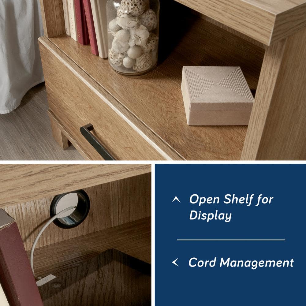 Timber Oak 1-Drawer Nightstand with Open Shelf