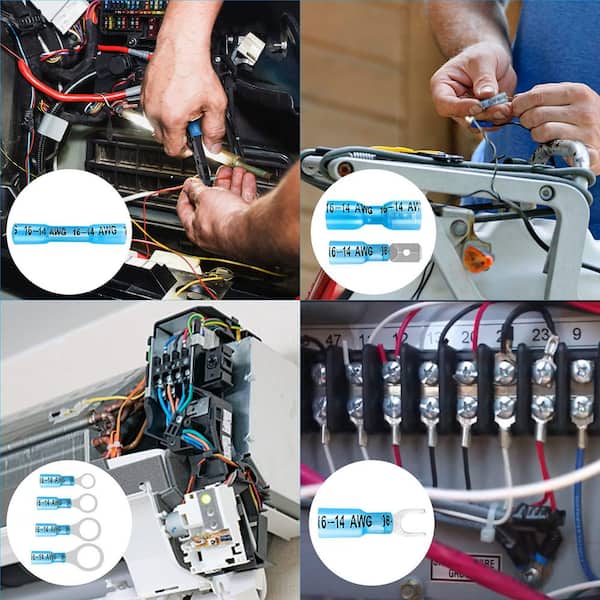 HKS 520PCS Heat Shrink Wire Connectors Kit 12-10 16-14 22-16 AWG - Tinned Red Copper - Ring Fork Spade Butt Splice Terminal (3Colors/21Size) - Marine Automotive Electrical Waterproof Insulated Crimp