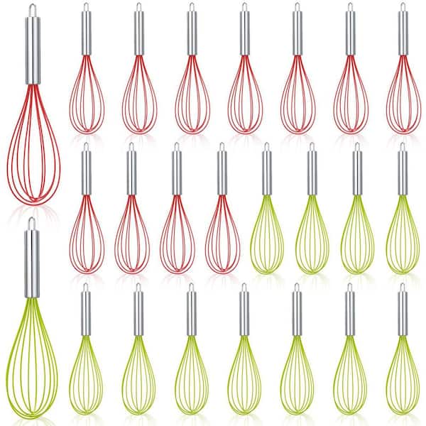 Christmas Red Green Silicone Whisk Set 24 Pack Holiday Fillable Ornament Cooking Egg Beater Kitchen Tool