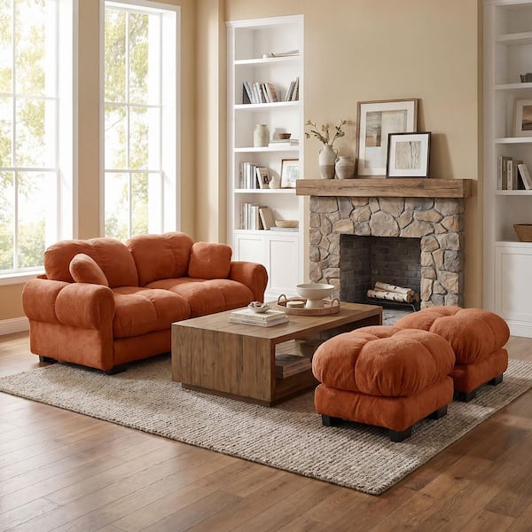 Homy Casa Marlow 76.3 in. Round Arm Chenille Modular Sectional