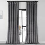 Stonewall Grey Gray Royal Lux Velvet Room Darkening Curtain - 50 in. W x 84 in. L (1 Panel)