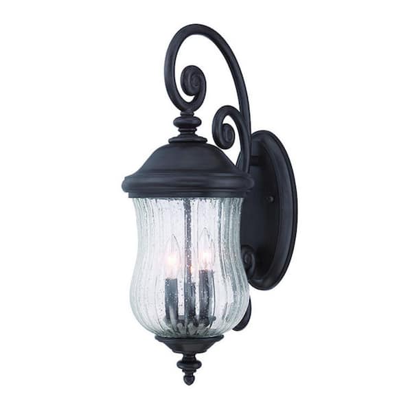 HomeRoots 30 in. Black Outdoor Hardwired Sconce with No Bulbs Included