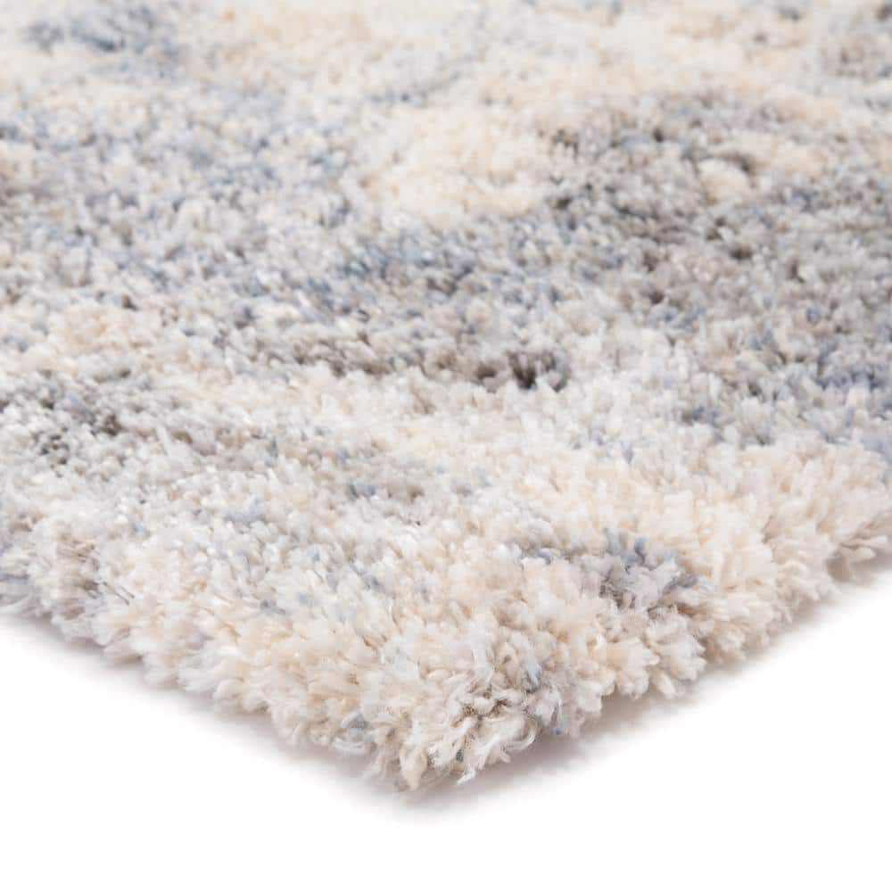 24" x 36" Blue Abstract Shag Synthetic Rug