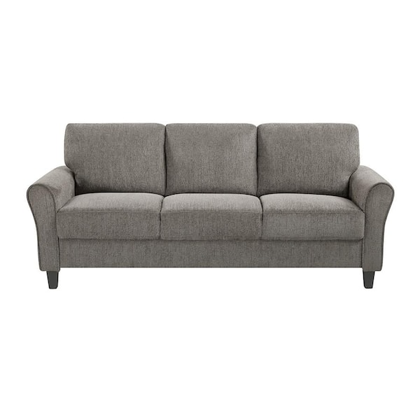 Aleron 80.5 in. W Flared Arm Chenille Fabric Rectangle Sofa in Brown