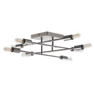 Halton 19.5 in. x 19.5 in. x 4.75 in. H 8-Light Stainless Steel Flush Mount Ceiling Fixture