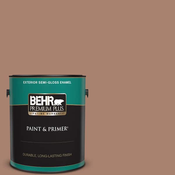 BEHR PREMIUM PLUS 1 gal. #S190-5 Cocoa Nutmeg Semi-Gloss Enamel Exterior Paint & Primer