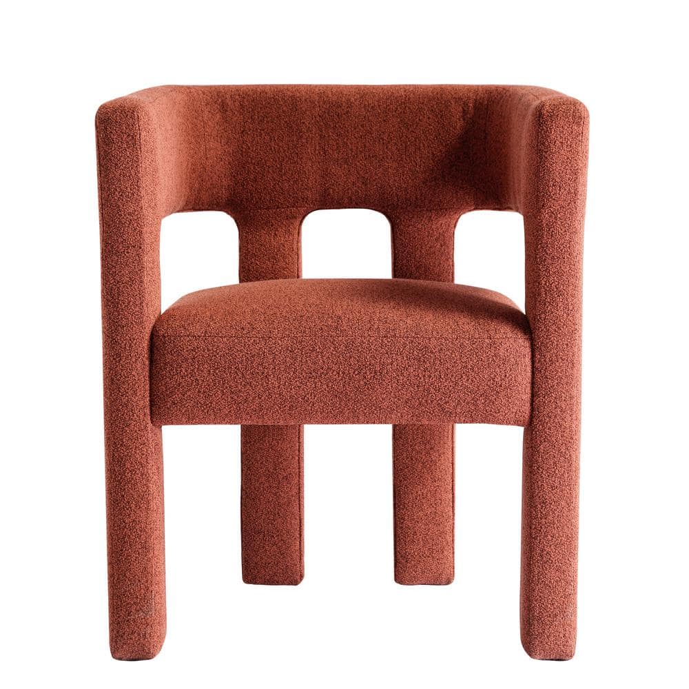 Contemporary Designed Orange Line Fabric Upholstered Accent Arm Chair Dinin