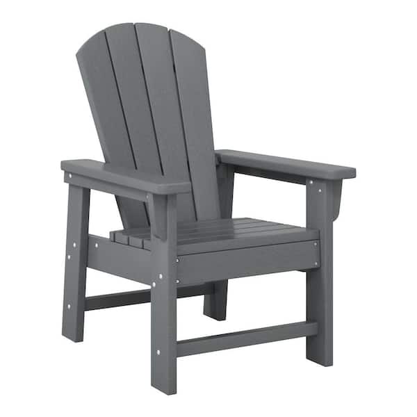 Children's Laguna Outdoor Patio All Weather Fade Resistant Kids Poly Plastic Adirondack Chair in Gray