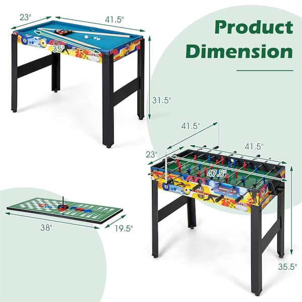 Foosball table ping pong table air hockey table has a outlet chess board and I don't kn