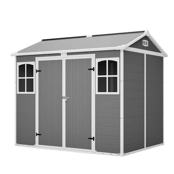 8 ft. W x 6 ft. Gray Steel Lockable Storage Shed for Garden