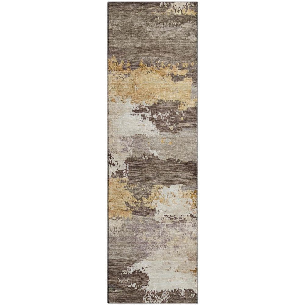 Mayfield Premium Machine Washable Abstract AMF2372 Chocolate 2 ft. x 7 ft. Runner Rug price history on PriceWatchPro