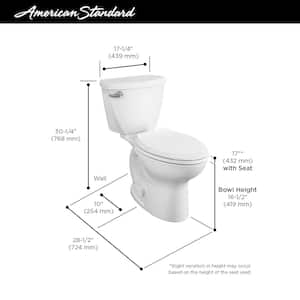 Cadet 3 Powerwash Tall Height 10 in. Rough 2-Piece 1.28 GPF Single Flush Elongated Toilet in White, Seat not Included