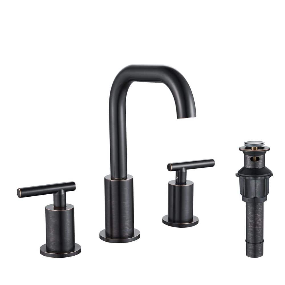 Two handle Widespread Bathroom Faucet with Pop Up Drain Assembly Brass bathroom Sink Faucet in Chrome