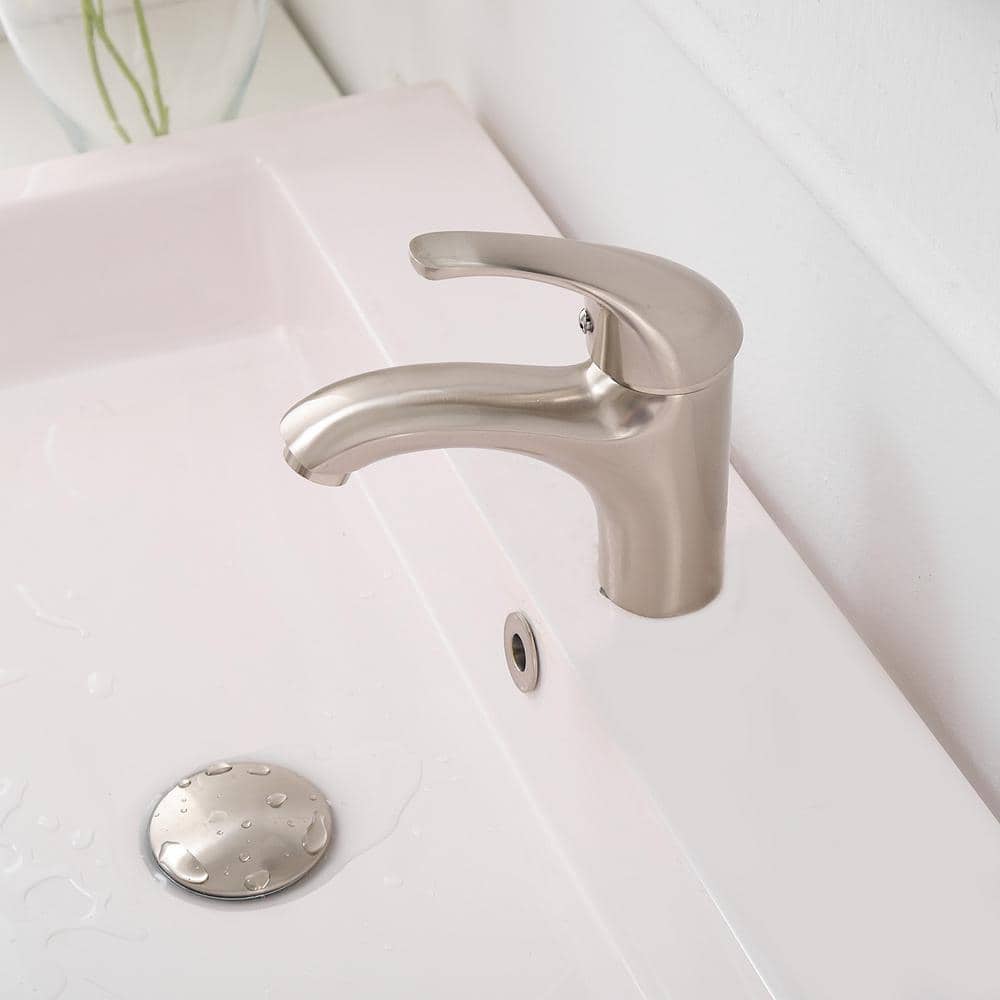 Brushed Nickel Single-Handle Low-Arc Bathroom Faucet