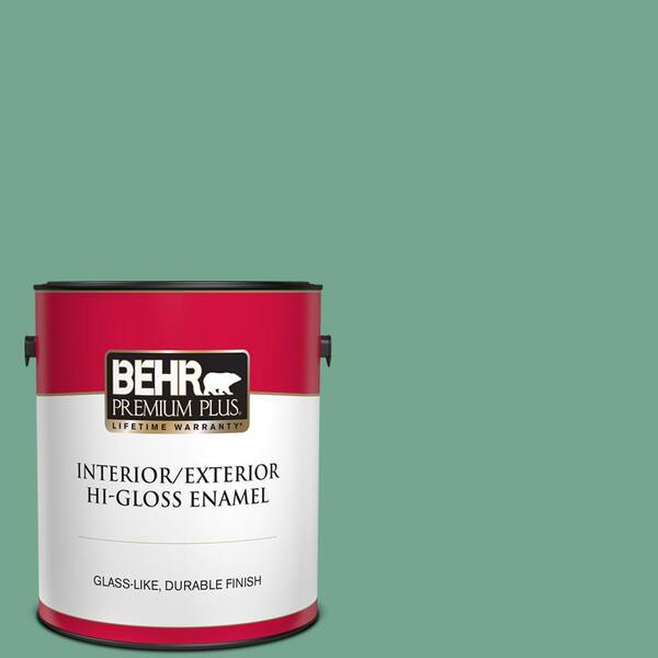 BEHR PREMIUM PLUS 1 gal. #M420-5 Free Green Hi-Gloss Enamel Interior/Exterior Paint