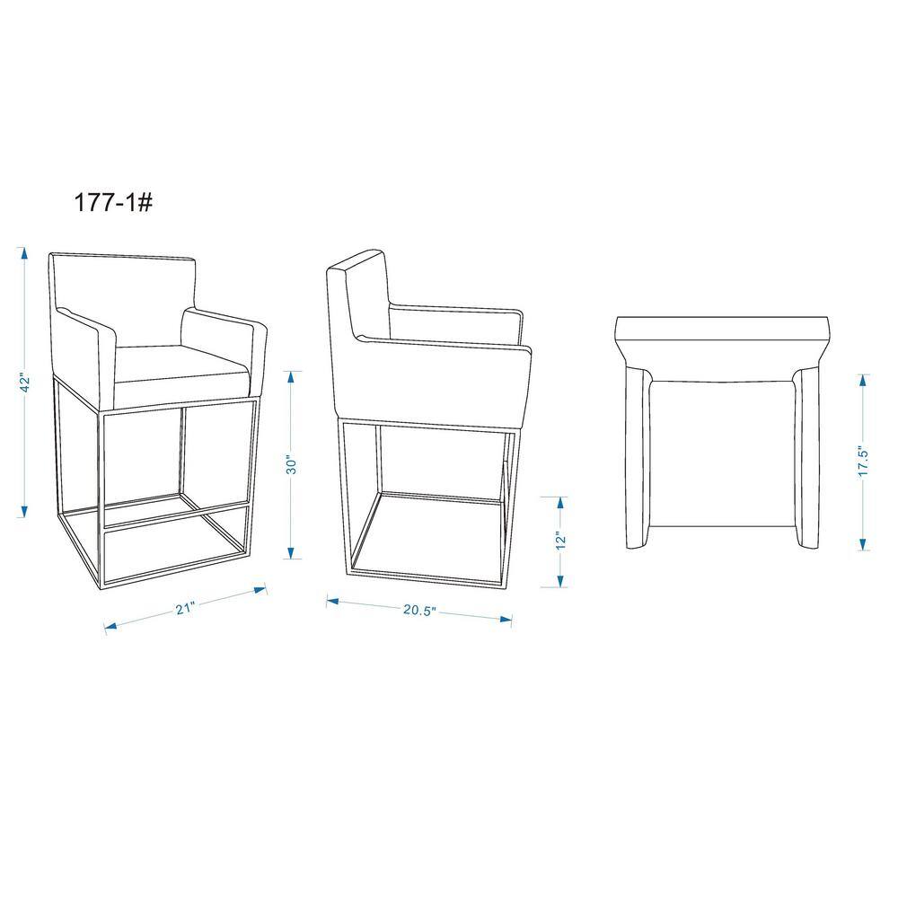 Ambassador Cream and Black Genuine Leather Metal Barstool Set