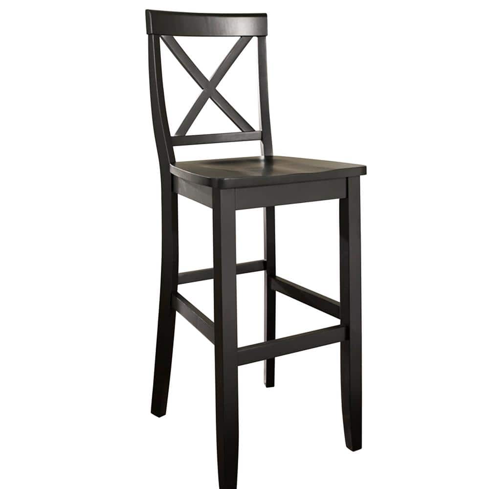 Modern Classic X-Back Solid Hardwood 30" Barstool in Black - Set of 2